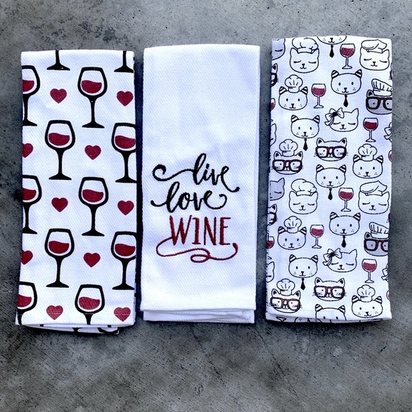 Wine & Cats Dish Towel Bundle - Picture 1 of 1